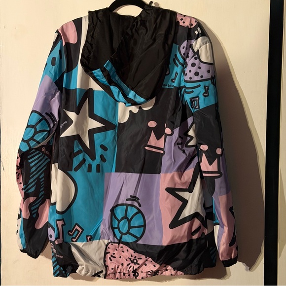 Retro Graphic Windbreaker Pullover - Pink Blue Black - Picture 2 of 3
